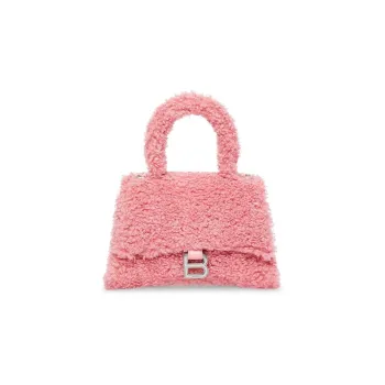Balenciaga Hourglass Sheepskin With Polyester Shoulder Bag Crossbody Bag Handbag Regular Women's Pink