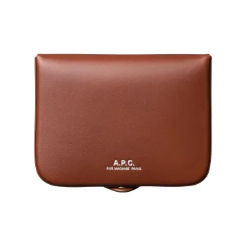 A.P.C Cow Leather Coin Purse Wallet Men's Brown