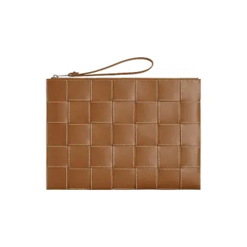 Bottega Veneta Cow Leather Clutch Large Size Men's Coffee