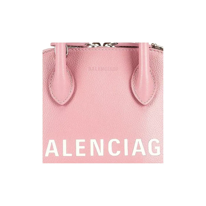 Balenciaga Ville Litchi Cow Leather Dome Bag Shoulder Bag Crossbody Bag Handbag Extra Small Women's Pink-3