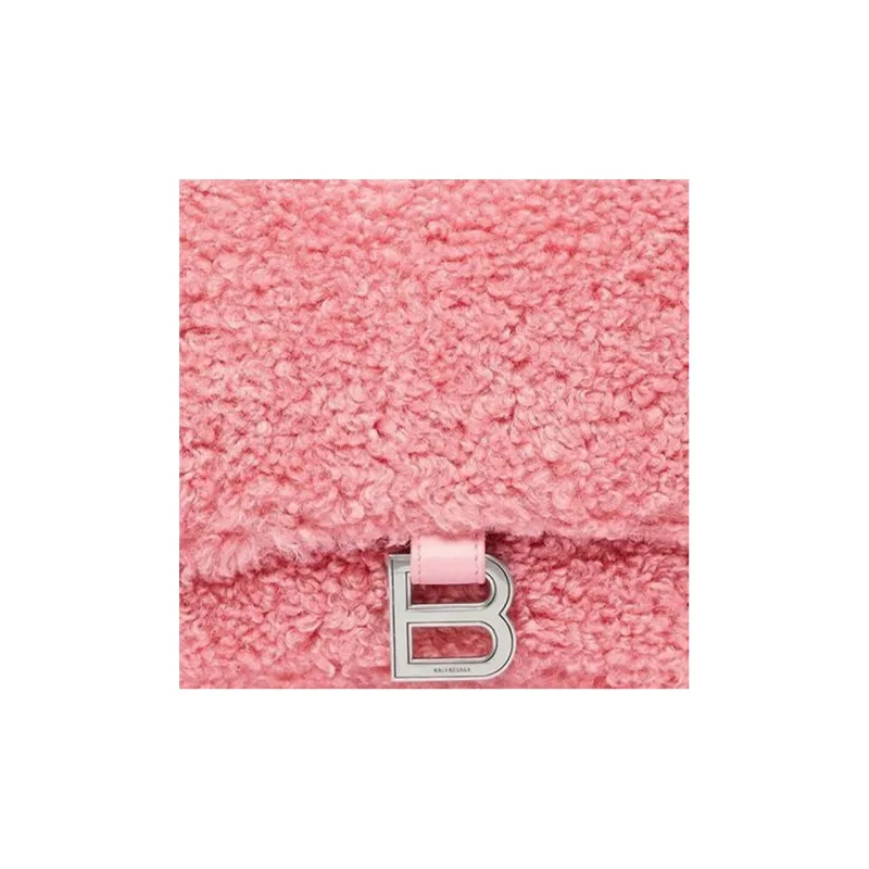 Balenciaga Hourglass Sheepskin With Polyester Shoulder Bag Crossbody Bag Handbag Regular Women's Pink-6
