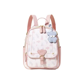 Miffy PU Casual Backpack Medium Size Women's Pink/White