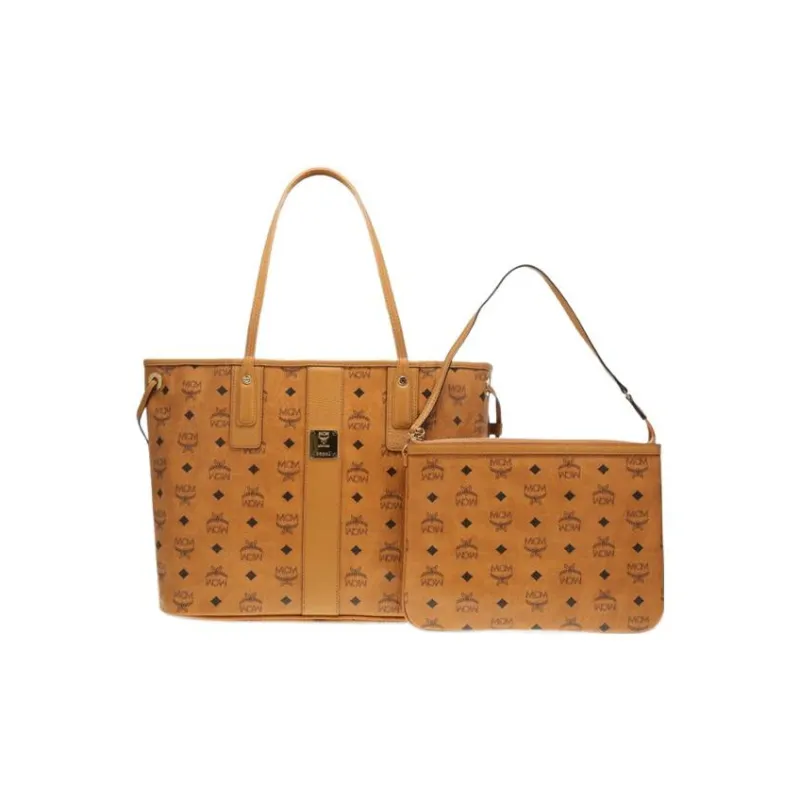 MCM Reversible Liz Shopper Visetos Medium Cognac-0