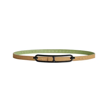 HERMES Roulis Leather Belts Women's Masala Tea/Cricket Green
