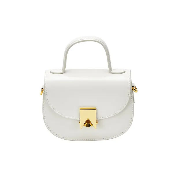 MARKANGARO Cow Leather Saddle Bag Regular Women's White/Black-1