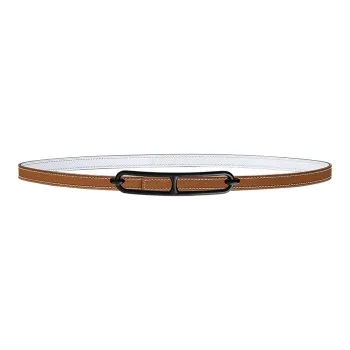 HERMES Roulis Buckle & Double-Sided Swift And Epsom Calfskin Leather Belts Women's Gold/White Width: 1.3cm