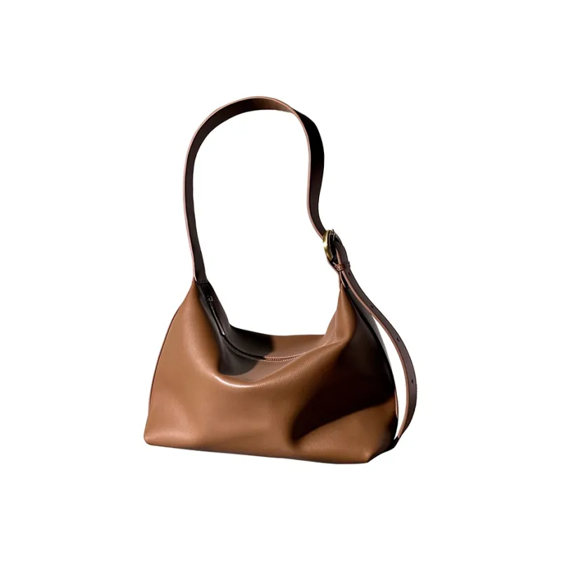AJ AOIRJ Cow Leather Shoulder Bag Crossbody Bag Medium Size Women's Brown/Black/Coffee/White-8