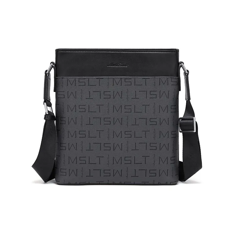 MashaLanti Microfiber Synthetic Leather Bonded PVC Crossbody Bag Shoulder Bag Medium Size Men's Gray Blue-0