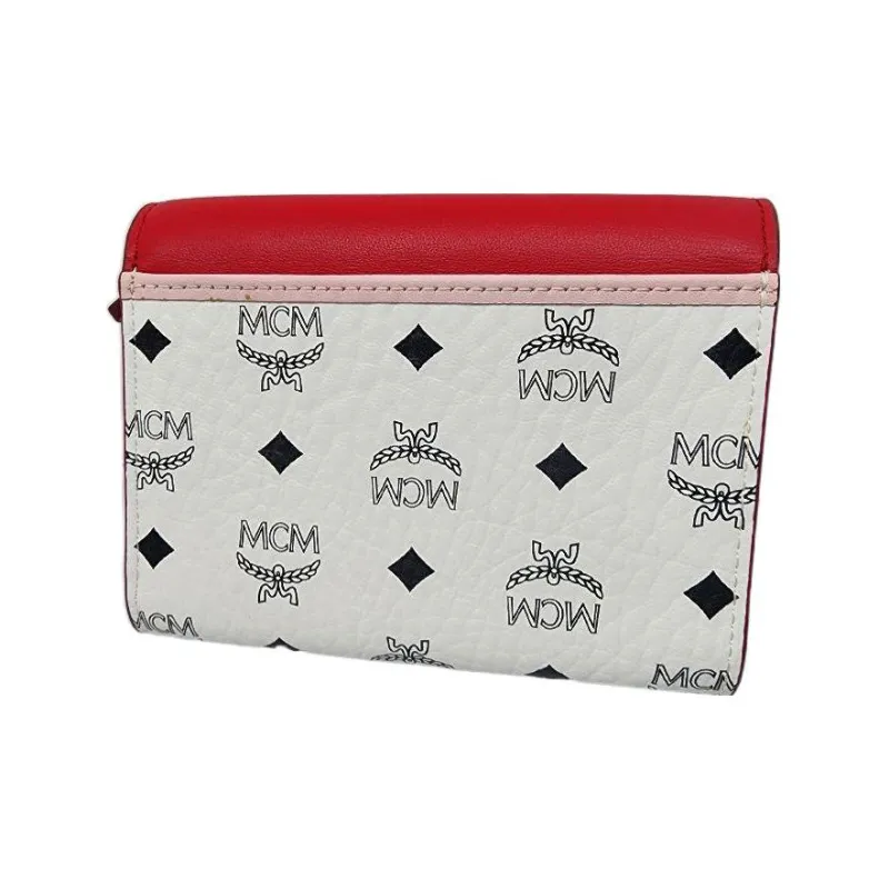 MCM Patricia Visetos Leather Wallet Women's Red White/Pink/Monogram-2