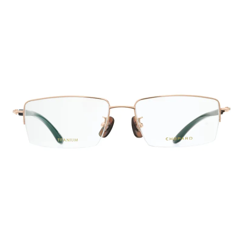 CHOPARD Titanium Ox Horn Rectangular Eyeglass Frames Unisex Rose Gold-1