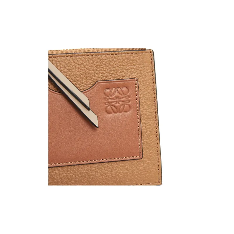 LOEWE Grain Calfskin Coin Purse, Card Holder Women's Toffee/Tan-3