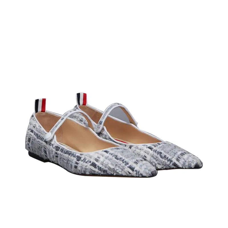 THOM BROWNE Tweed Ballerina Shoes-2