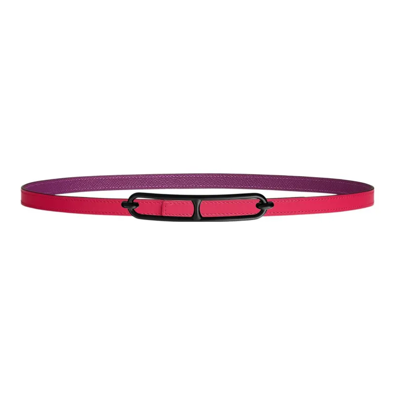 HERMES Roulis Leather Belts Women's Mexican Pink/Silver Lotus Purple-0