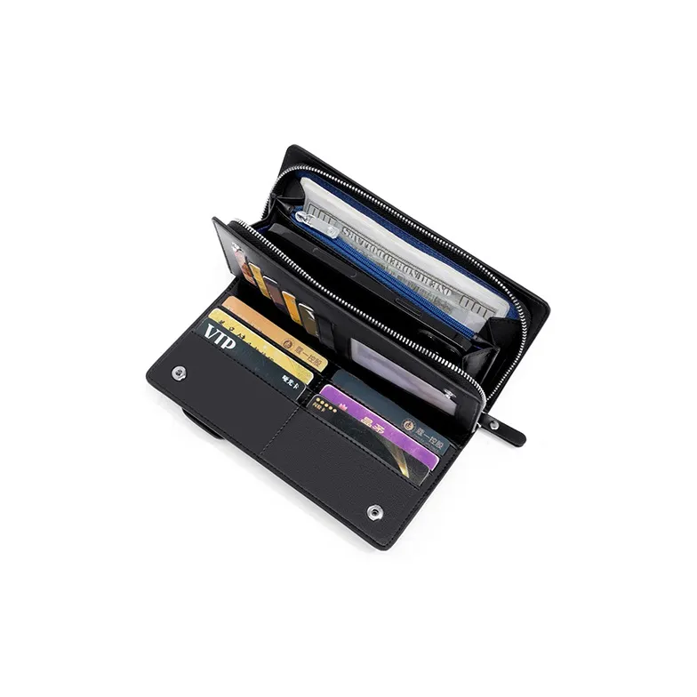 MashaLanti Soft Leather Clutches Card Holder Wallet Regular Men's Dark Gray-4