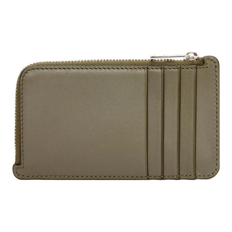LOEWE Satin Calfskin Wallets Card Holders Men's Khaki Green-1