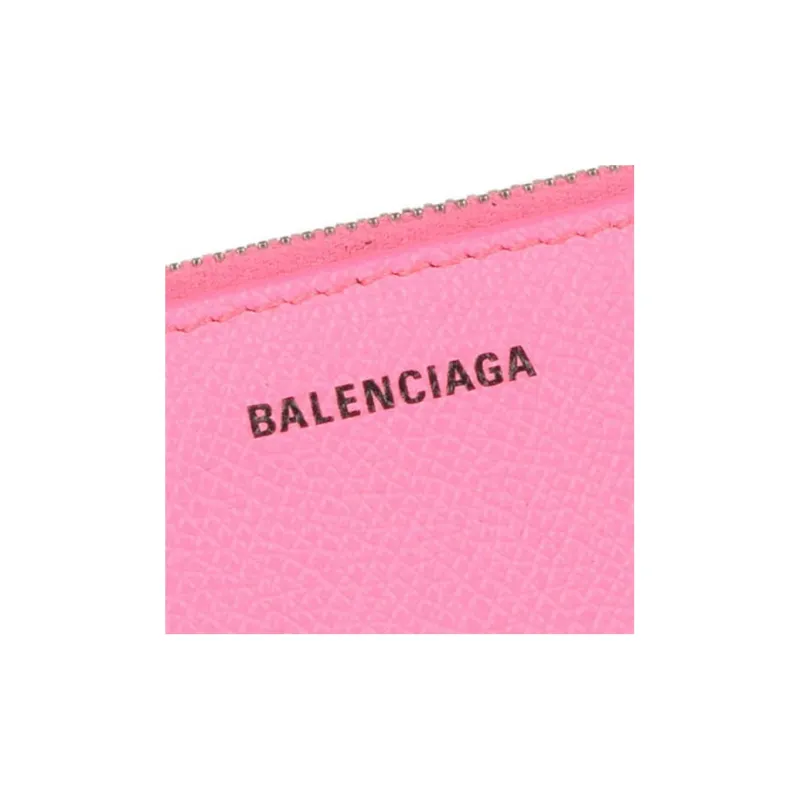 Balenciaga Leather Handheld Makeup Bag Women's Pink-5