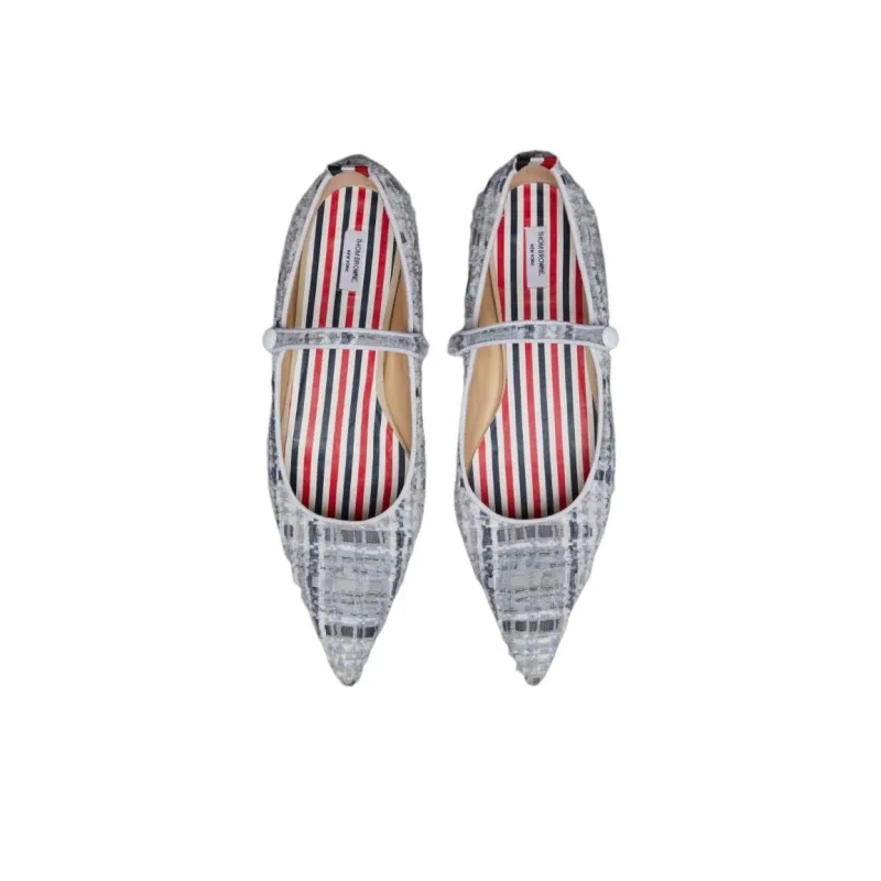 THOM BROWNE Tweed Ballerina Shoes-3