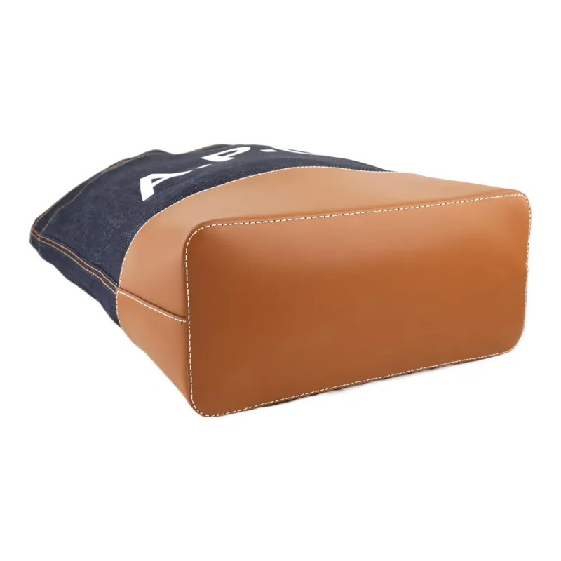 A.P.C Axel Fabric Tote Bag Shopping Bag Shoulder Bag Handbag Men's Blue-5