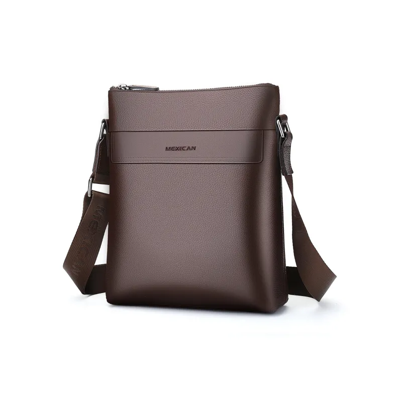 MEXICAN Genuine Leather Briefcase Commute Bag, Crossbody Bag Regular Men's Black/Coffee-3