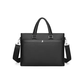 MEXICAN Cow Leather Laptop Bag Handbag, Crossbody Bag Regular Men's Black