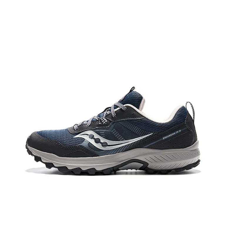 Saucony Excursion Anti Slip Wear Resistant Low Top Trail Running Shoes Men's Blue Silver-0