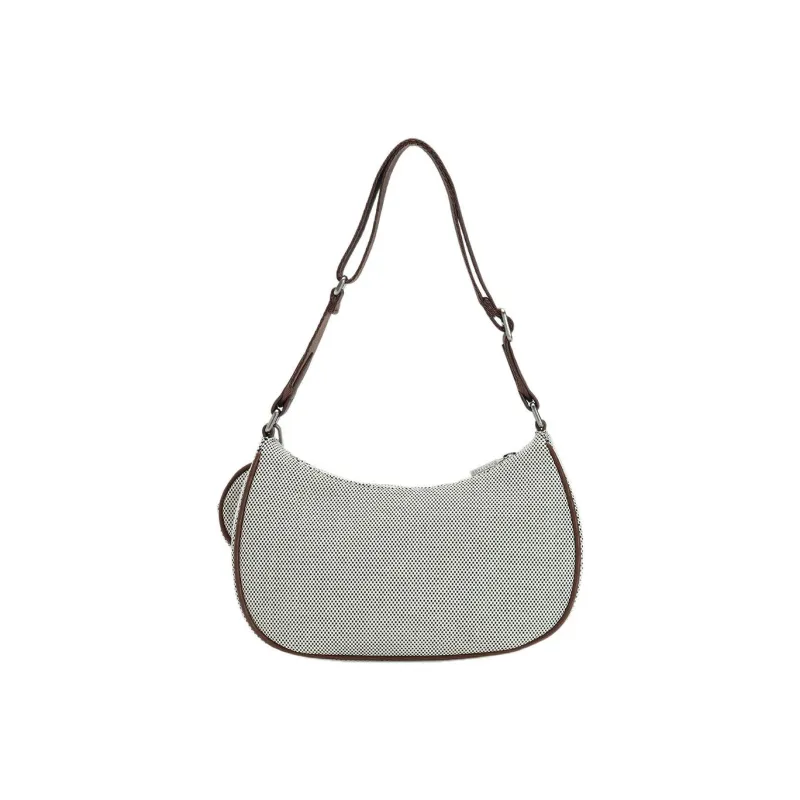 FILA Fabric With Synthetic Leather Crescent Moon Bag Shoulder Bag Women's Daxue Umber-2
