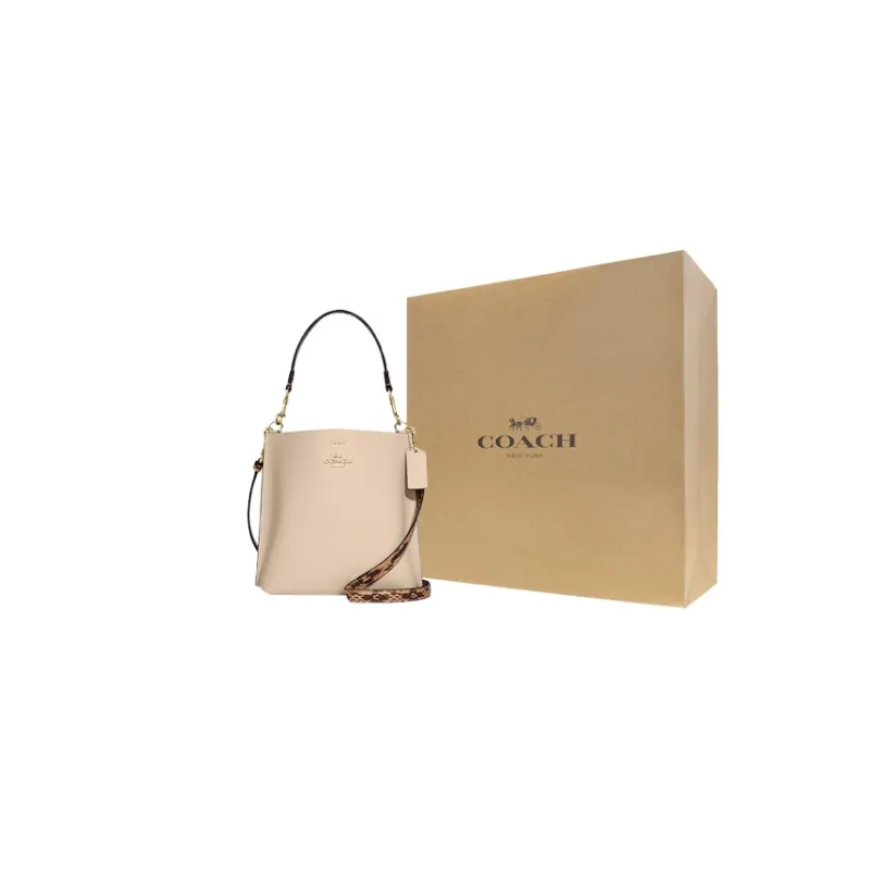 COACH Mollie Cow Leather Bucket Bag, Shoulder Bag, Handbag Trumpets Women's Ivory White-6