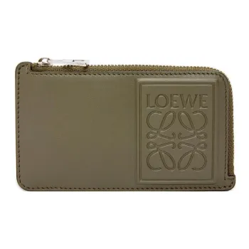 LOEWE Satin Calfskin Wallets Card Holders Men's Khaki Green
