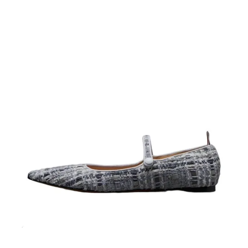 THOM BROWNE Tweed Ballerina Shoes-0