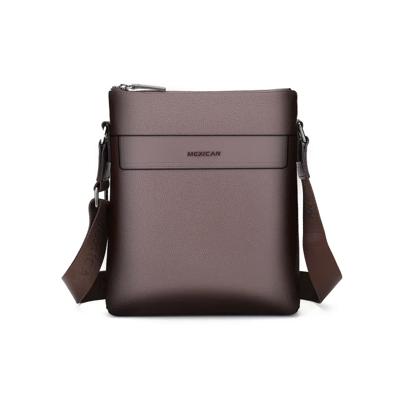 MEXICAN Genuine Leather Briefcase Commute Bag, Crossbody Bag Regular Men's Black/Coffee-4