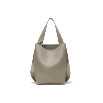 FOSTYLE Cow Leather One Shoulder Handbag Large Size Unisex Milk Tea Brown/Mocha/Elegant Black