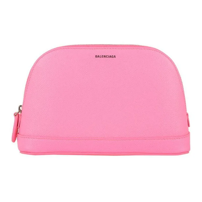 Balenciaga Leather Handheld Makeup Bag Women's Pink-0