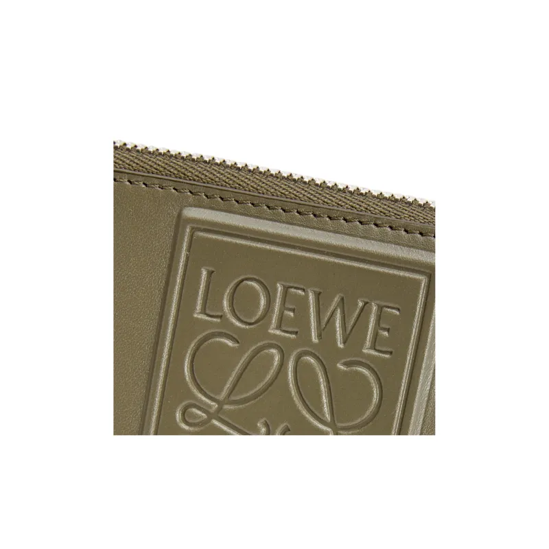 LOEWE Satin Calfskin Wallets Card Holders Men's Khaki Green-3