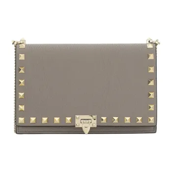 Valentino Rockstud Calfskin Crossbody Bag Shoulder Bag Women's Gray