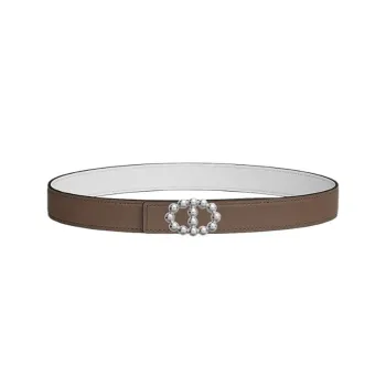 HERMES Calfskin Double-Sided Leather Belts Women's Brown Width 24mm
