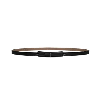 HERMES Roulis Buckle & Double Sided Swift And Epsom Calfskin Leather Belts Women's Black/Elephant Gray Width 1.3cm