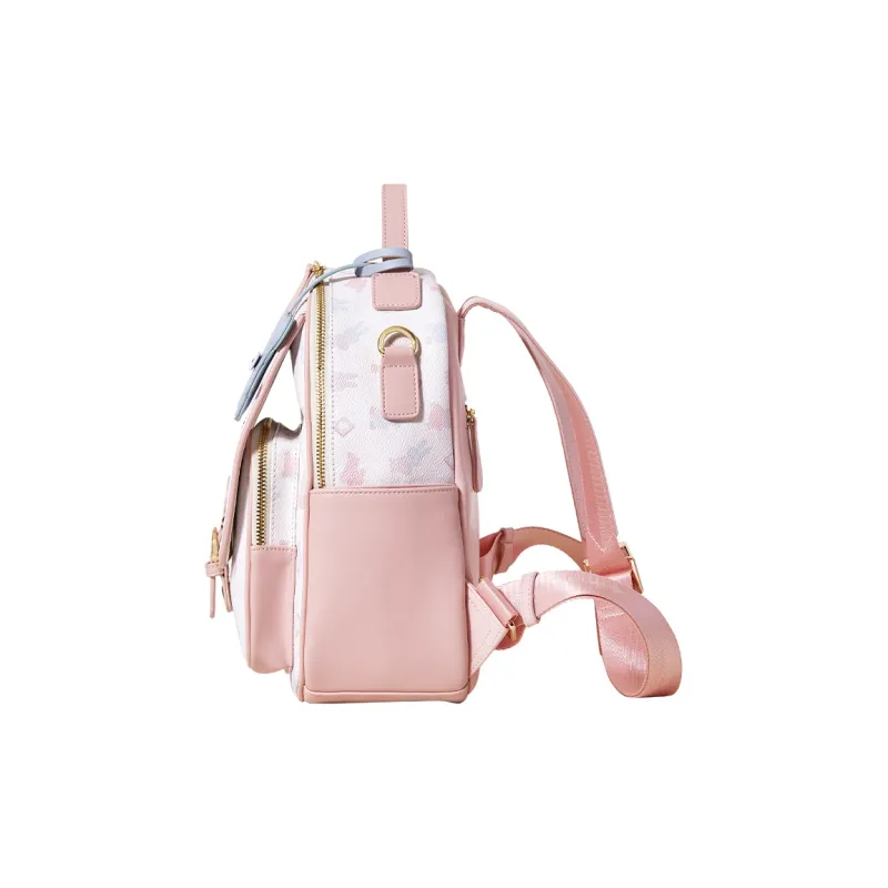 Miffy PU Casual Backpack Medium Size Women's Pink/White-2