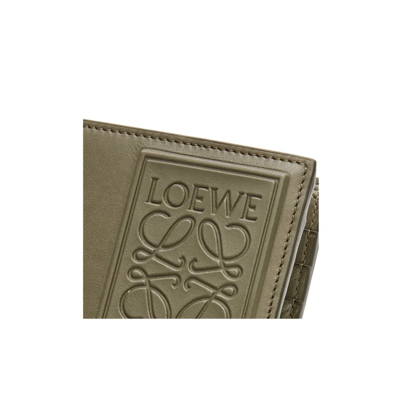 LOEWE Satin Calfskin Wallet Men's Khaki Green-4