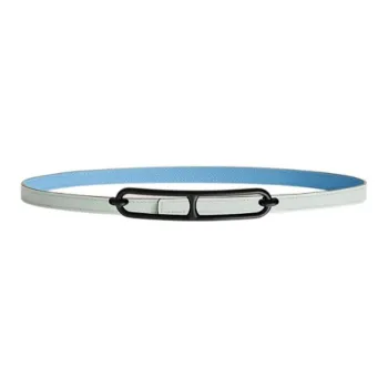 HERMES Roulis Buckle & Double-Sided Black Smooth Buckle Calfskin Leather Belts Women's Blue Width: 1.3cm