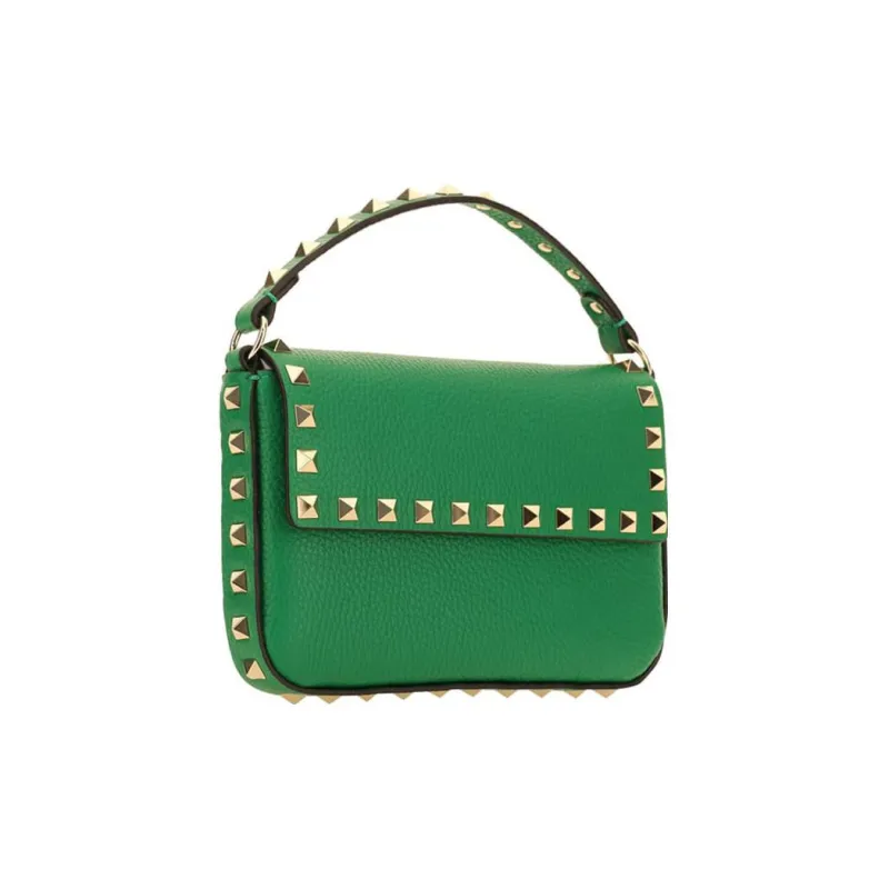 Valentino Rockstud Calfskin Shoulder Bag Crossbody Bag Handbag Women's Green-1