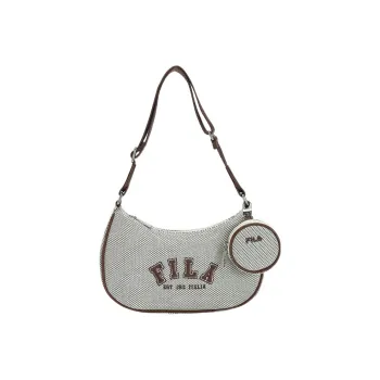 FILA Fabric With Synthetic Leather Crescent Moon Bag Shoulder Bag Women's Daxue Umber