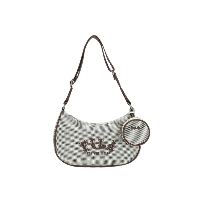 FILA Fabric With Synthetic Leather Crescent Moon Bag Shoulder Bag Women's Daxue Umber-0