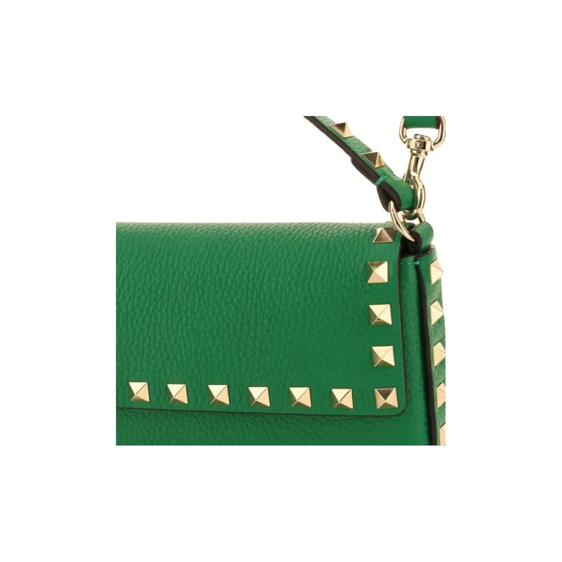 Valentino Rockstud Calfskin Shoulder Bag Crossbody Bag Handbag Women's Green-3