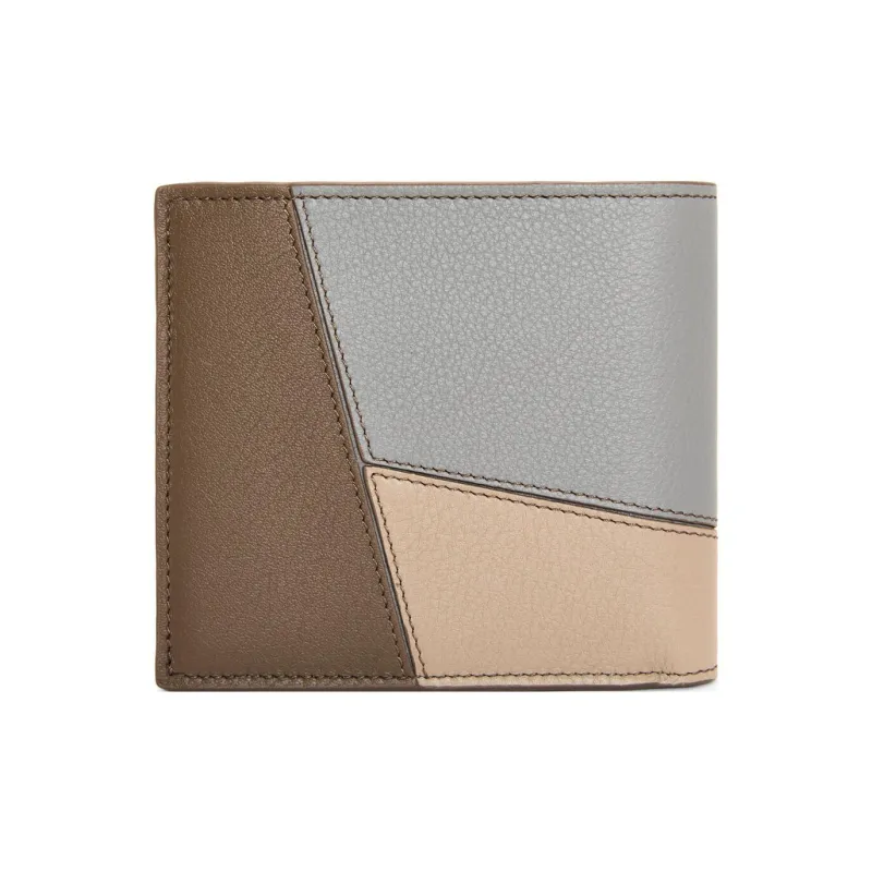 LOEWE Puzzle Calfskin Wallet Men's Asphalt Gray/Winter Brown-1
