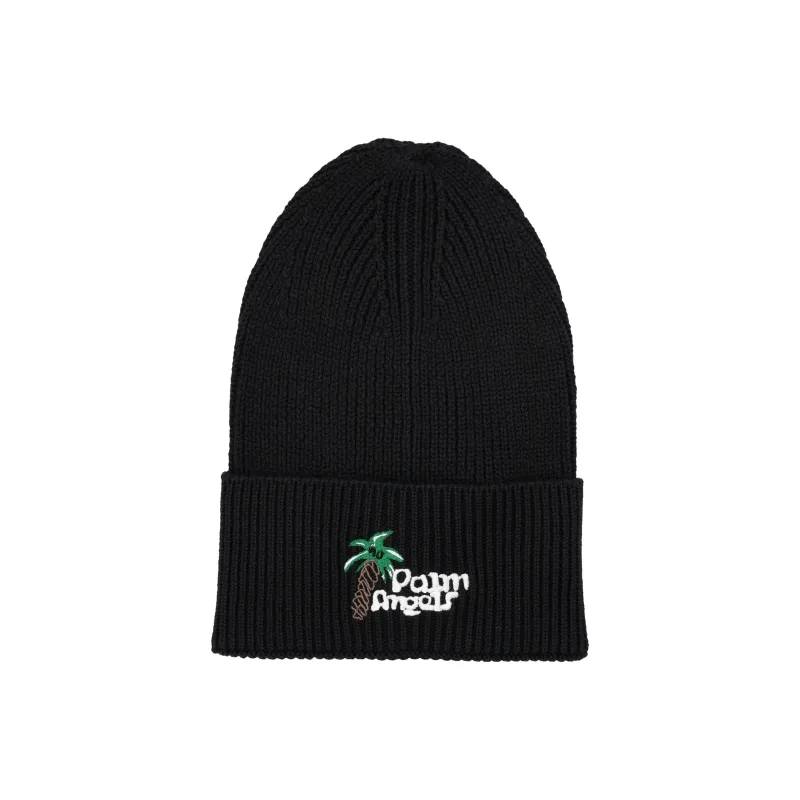 PALM ANGELS Logo Embroidered Knit Beanie-0