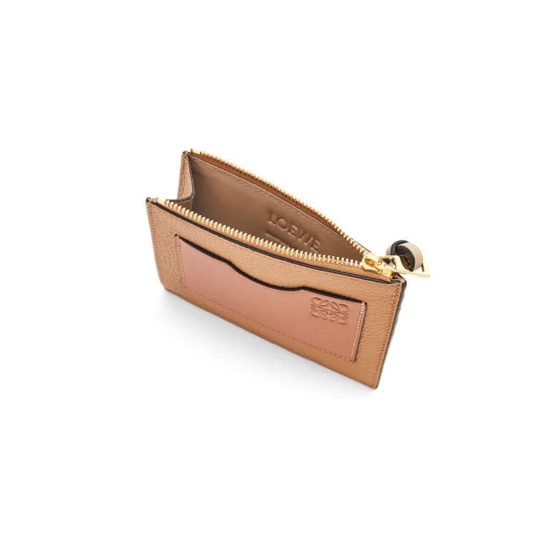 LOEWE Grain Calfskin Coin Purse, Card Holder Women's Toffee/Tan-2