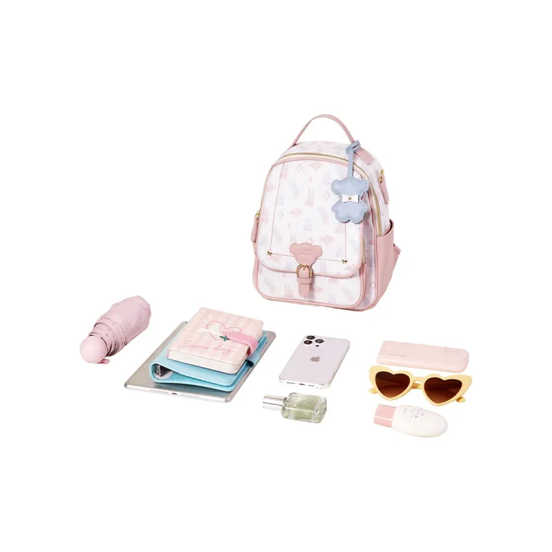 Miffy PU Casual Backpack Medium Size Women's Pink/White-4