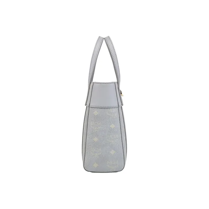 MCM Leather With Calfskin Basket Bag, Tote Bag, Shopping Bag, Shoulder Bag, Crossbody Bag, Handbag Mini Unisex Gray-1