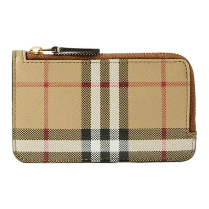 Burberry Calfskin Trim Wallets Card Holders Women's Beige-0