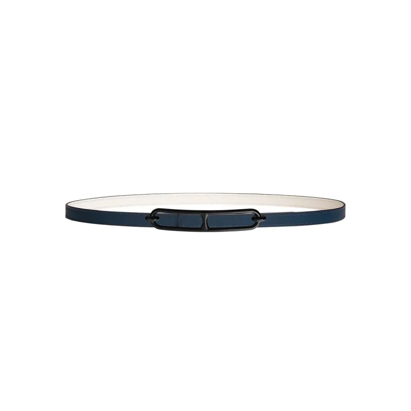 HERMES Roulis Buckle & Double-Sided Swift And Epsom Calfskin Leather Belts Women's Blue/Beige Width: 1.3cm-0